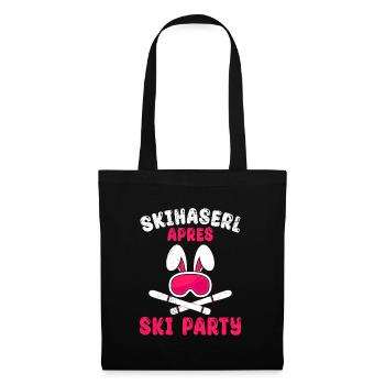 Skihaserl Apres Ski Party Skihasen Skifahren - Stoffbeutel - Schwarz - Vorne