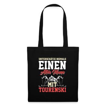 Unterschätze Nie einen Alten Mann mit Tourenski - Stoffbeutel - Schwarz - Vorne