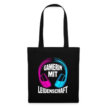 Gamerin mit Leidenschaft Headphones Video Spiele - Stoffbeutel - Schwarz - Vorne