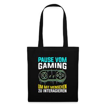 Video Spieler Pause vom Gaming Controller Video - Stoffbeutel - Schwarz - Vorne