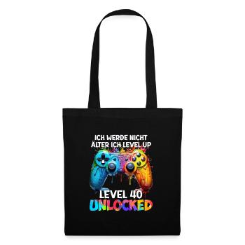 Level 40 Unlocked Video Spieler Bday 40 Jahre - Stoffbeutel - Schwarz - Vorne