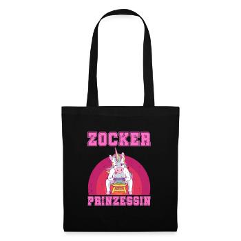 Videospiele Frauen Zocker Prinzessin Einhorn - Stoffbeutel - Schwarz - Vorne