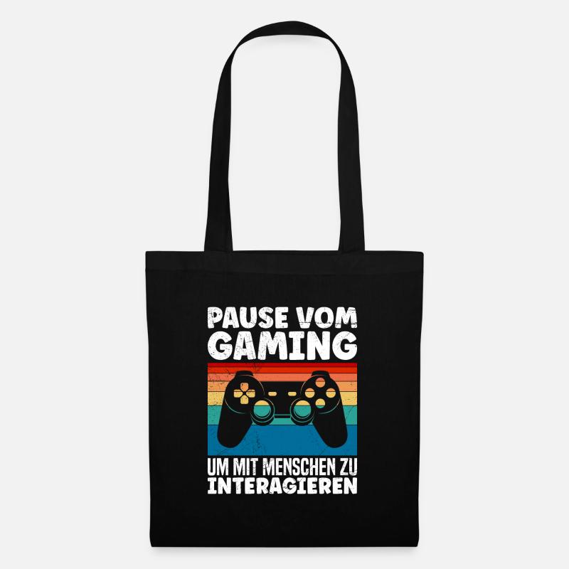 Video Spieler Pause vom Gaming Controller Video - Stoffbeutel - Schwarz