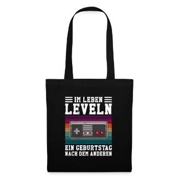 B-Day Im Leben Leveln Ein Bday Nach dem Andern - Stoffbeutel - Schwarz - Vorne
