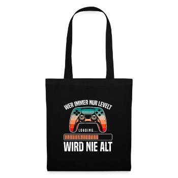 Retro Controller Wer Immer nur Levelt wird Nie Alt - Stoffbeutel - Schwarz - Vorne