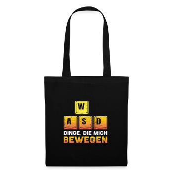 Zocken PC WASD Dinge die mich Bewegen Zocker - Stoffbeutel - Schwarz - Vorne