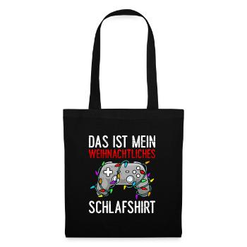 Gamer Das ist mein Weihnachtliches Schlafshirt - Stoffbeutel - Schwarz - Vorne