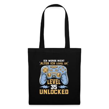 Retro Gamer B-Day Level 35 Unlocked Zocker - Stoffbeutel - Schwarz - Vorne