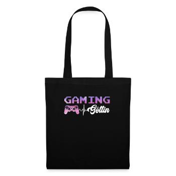 Gaming Göttin Zocken Frauen Video Spieler - Stoffbeutel - Schwarz - Vorne