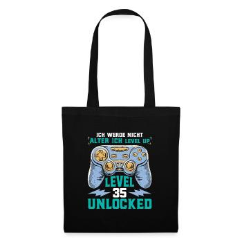 Retro Gamer B-Day Level 35 Unlocked Zocker - Stoffbeutel - Schwarz - Vorne