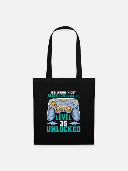 Retro Gamer B-Day Level 35 Unlocked Zocker - Stoffbeutel - Schwarz