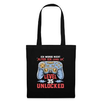 Retro Gamer B-Day Level 35 Unlocked Zocker - Stoffbeutel - Schwarz - Vorne