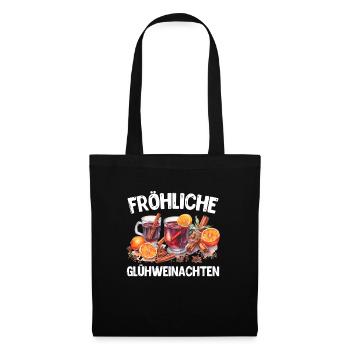 Fröhliche Glühweinachten Weihnachtsmarkt Glühwein - Stoffbeutel - Schwarz - Vorne