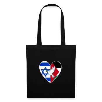 Israel Palästina Flagge Herz Friedenstaube - Stoffbeutel - Schwarz - Vorne