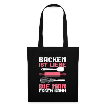 Backen ist Liebe die Man Essen kann Backfans - Stoffbeutel - Schwarz - Vorne