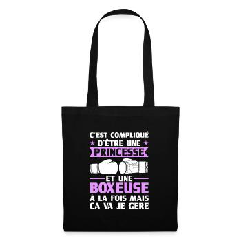 Humour Boxeuse Princesse Citation | Cadeau Copine - Sac en tissu - noir - Devant