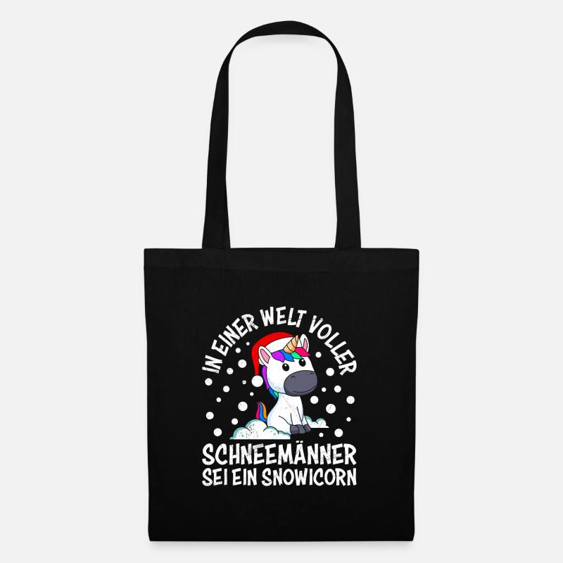 In einer Welt voller Schneemänner sei Snowicorn - Stoffbeutel - Schwarz