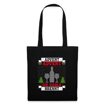 Advent Advent die Kehle Brennt Glühweintopf - Stoffbeutel - Schwarz - Vorne