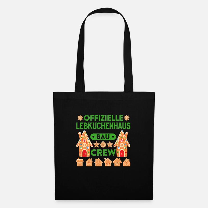 Lebkuchenhaus Bau Crew Weihnachtsbäckerei - Stoffbeutel - Schwarz