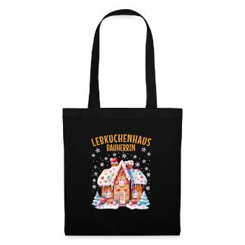 Lebkuchenhaus Bauherrin Weihnachten Backen - Stoffbeutel - Schwarz - Vorne