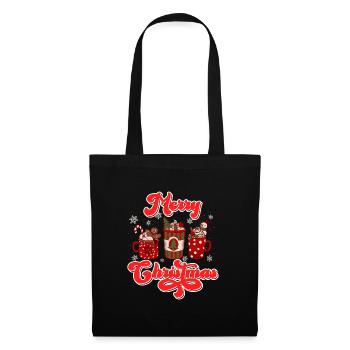 Merry Christmas Glühweinbude Weihnachten - Stoffbeutel - Schwarz - Vorne