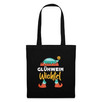 Glühwein Wichtel Weihnachten Glühweinstand - Stoffbeutel - Schwarz - Vorne