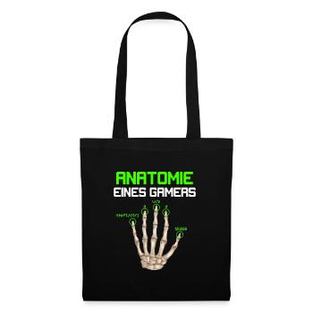 Anatomie eines Gamers Zocker Finger Video Spiel - Stoffbeutel - Schwarz - Vorne