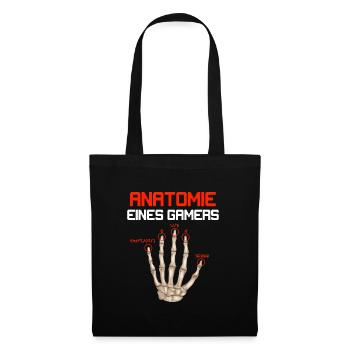 Anatomie eines Gamers Knochenhand Zocker Gaming - Stoffbeutel - Schwarz - Vorne