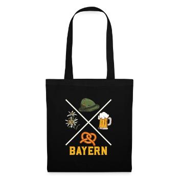 Bayerisch Tradition Bierkrug Brezeln Bayern - Stoffbeutel - Schwarz - Vorne