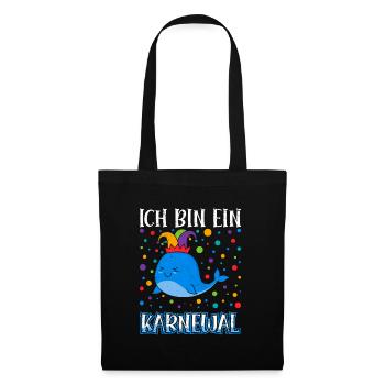 Faschingsparty Ich Bin ein KarneWal Karneval - Stoffbeutel - Schwarz - Vorne