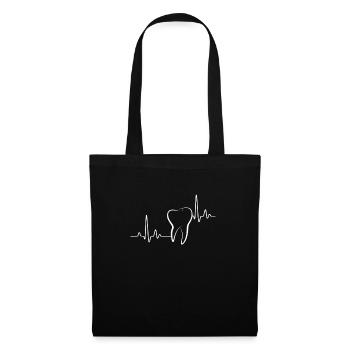 Funny dentistry motif with heartbeat and tooth - Tote Bag - black - Front