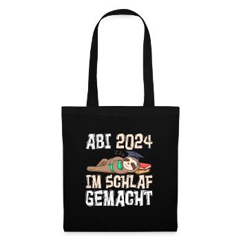 Abi 2024 Abitur Im Schlaf Geamcht Faultier Lustig - Stoffbeutel - Schwarz - Vorne