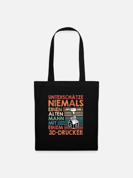 3D Druck Unterschätz Niemals einen Alten Mann mit - Stoffbeutel - Schwarz