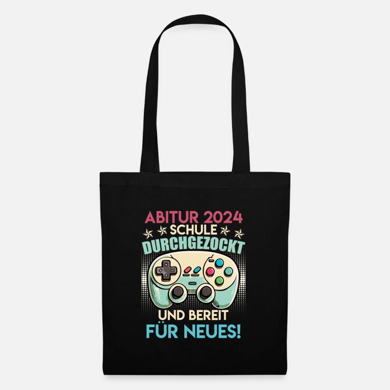 Abitur 2024 Abi Schule Durchgezockt Abiturient - Stoffbeutel - Schwarz