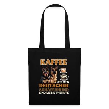 Schäferhund Besitzer KAFFEE UND MEIN DEUTSCHER - Stoffbeutel - Schwarz - Vorne