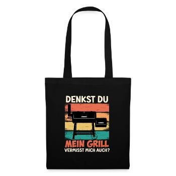 Fleischliebhaber DENKST DU MEIN GRILL VERMISST - Stoffbeutel - Schwarz - Vorne