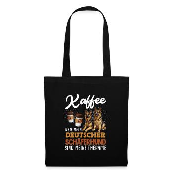 Schäferhund Besitzer KAFFEE UND MEIN DEUTSCHER - Stoffbeutel - Schwarz - Vorne