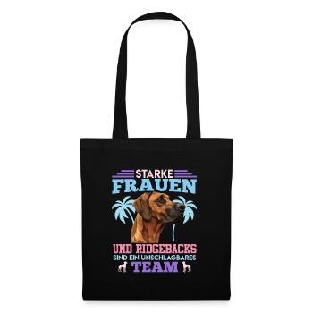 Ridgeback Hund STARKE FRAUEN UND RIDGEBACKS TEAM - Stoffbeutel - Schwarz - Vorne