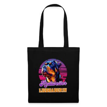 ROTTWEILER LIEBHABERIN Hundemama Rottie Vintage - Stoffbeutel - Schwarz - Vorne