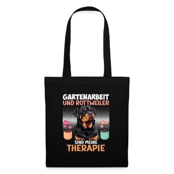 GARTENARBEIT UND ROTTWEILER SIND THERAPIE Rottie - Stoffbeutel - Schwarz - Vorne