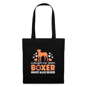 Hundebesitzer KUSCHELN MIT EINEM BOXER Sweet - Stoffbeutel - Schwarz - Vorne