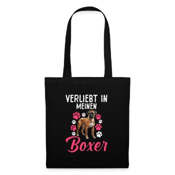 Deutsche Boxer VERLIEBT IN MEINEN BOXER Besitzerin - Stoffbeutel - Schwarz - Vorne