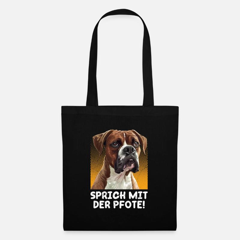 Deutscher Boxer SPRICH MIT DER PFOTE! Boxer Hund - Stoffbeutel - Schwarz