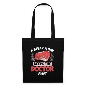 Anti Vegan A STEAK A DAY KEEPS THE DOCTOR AWAY - Tote Bag - black - Front