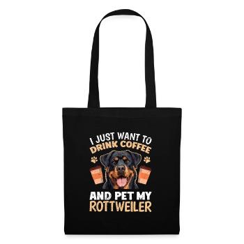 Rottie VEUT JUSTE BOIRE DU CAFÉ ET CARESSER MON - Sac en tissu - noir - Devant