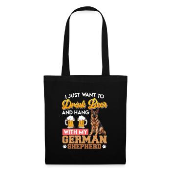 Berger allemand JUST WANT DRINK BEER HANG WITH GERMAN - Sac en tissu - noir - Devant