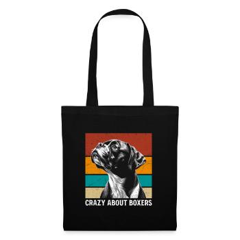 Boxeur allemand CRAZY ABOUT BOXER Drôle - Sac en tissu - noir - Devant