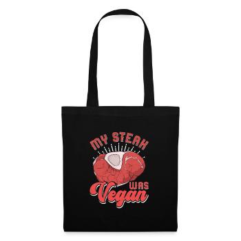 Meat lover MY STEAK WAS VEGAN Funny - Tote Bag - black - Front