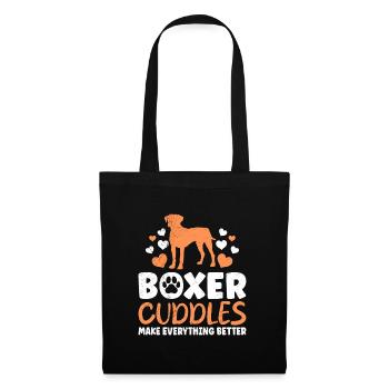 Hundebesitzer KUSCHELN MIT EINEM BOXER Sweet - Stoffbeutel - Schwarz - Vorne
