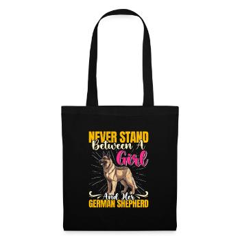 Hundemama NEVER STAND BETWEEN A GIRL AND GERMAN - Stoffbeutel - Schwarz - Vorne